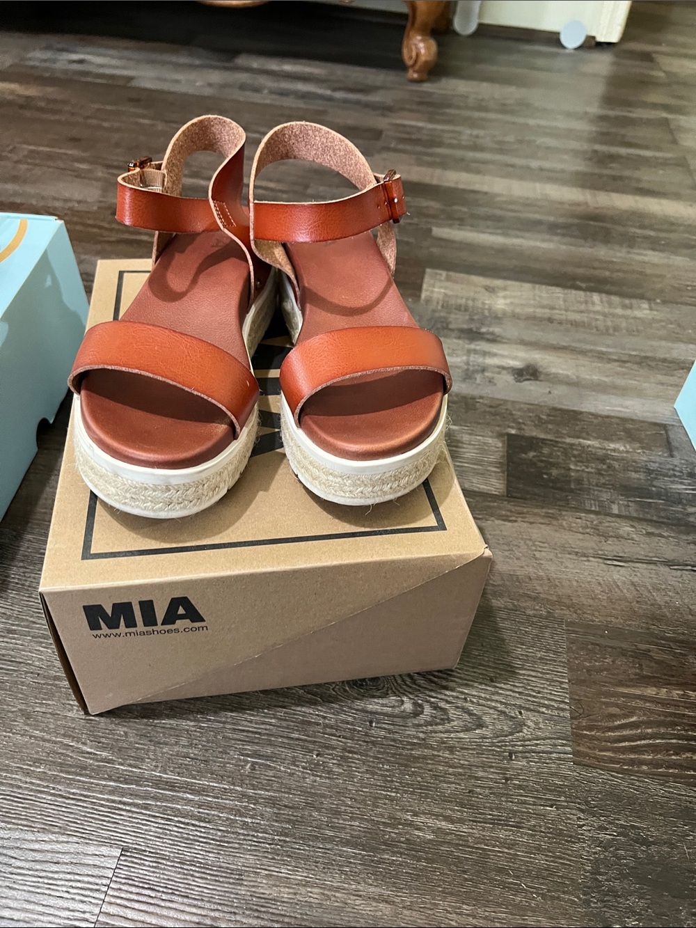 MIA Women’s Cognac Brown Espadrille Platform Sandals